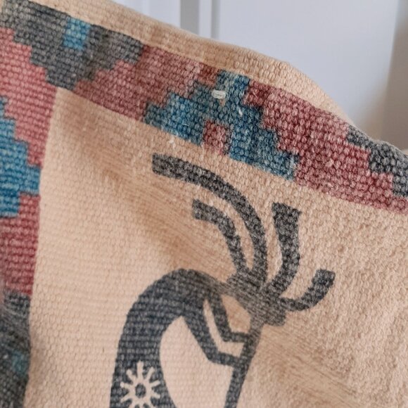 VTG 90's Kokopelli Southwestern Woven Bookbag Tote - Picture 4 of 12